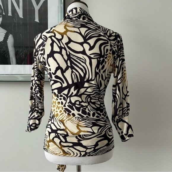 Marciano Animal Print Faux Wrap Slik Top - Picture 2 of 7